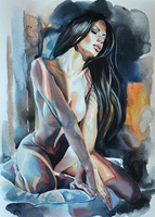 Malowanie Po Numerach Kobieta Brunetka Akt 50X40 Cm Na Ramie Kreatywne