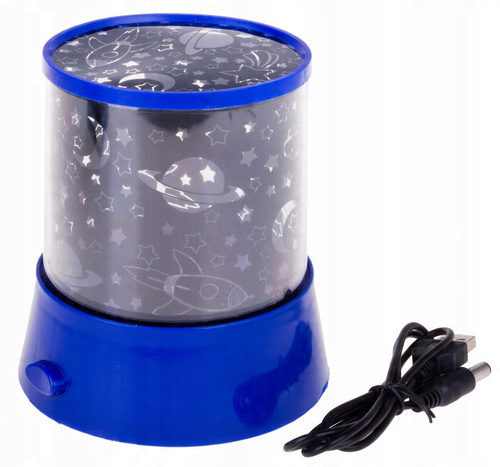 Projektor Lampka Z Motywem Kosmosu Zmienne/ Stałe Kolory Na USB Niebieski
