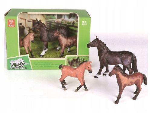 Zwierzęta Domowe Wiejskie Farma Figurki 3 Sztuki Konie