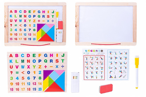 Tablica Układanka Dwustronna Z Pisakami I Kredą Edukująca Litery Kształty