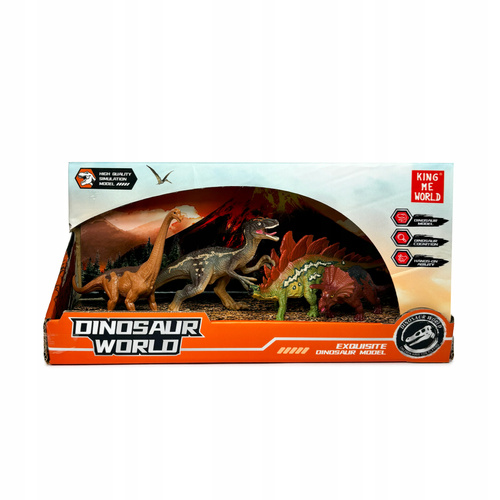 Zestaw 4 Figurek Dinozaurów W Dioramie Dinosaur World
