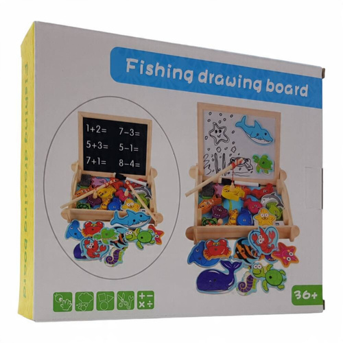 Tablica Kredowa + Gra Rybki 28 X 24 Cm W Skrzynce