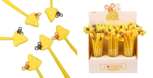 DŁUGOPIS SER Z MYSZKĄ, pak 1440
różnokolorowe myszki w serze, długopis giętki, display 48,
ok 19 cm