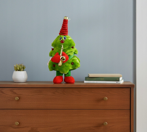 Choinka Świąteczna z Saksofonem Tańcząca, Grająca i Świecąca