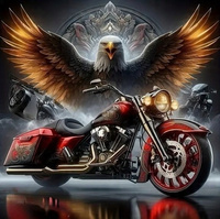 Diamentowa Mozaika Czerwony Motor Na Tle Orła 30x40 Cm Kreatywne Diamenty