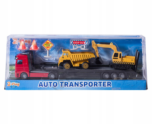 Autotransporter Z Dwoma Pojazdami Budowlanymi Metalowymi