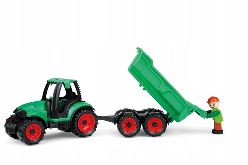 Traktor Z Przyczepką Autko Lena Trucks Zielony 38 Cm Zabawka Wytrzymała