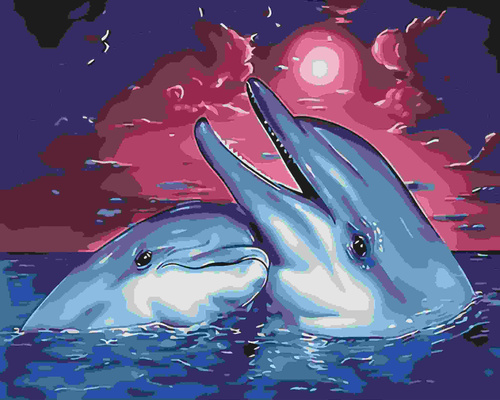 OBRAZ DO MALOWANIA PO NUMERACH DELFINY MIŁOŚĆ