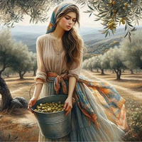 Diamentowa Mozaika Kobieta Zbierająca Oliwki 30x40 Cm Kreatywne Diamenty