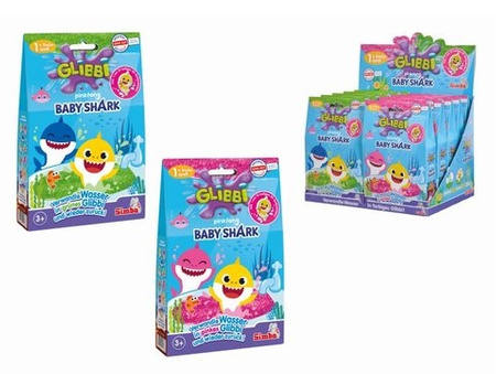 GLIBBI SLIME+ FIGURKA BABY SHARK * 10 BOX ZIELONY/RÓŻ PROSZEK DO TWORZENIA MASY W WANNIE