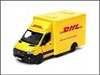 Mercedes DHL Auto Dostawcze Metalowe Kurier Pull Back Otwierane Tylne Drzwi