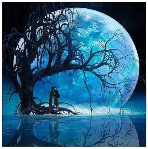 Diamentowa Mozaika Księżyc Nad Jeziorem Haft Kreatywny 30x40 Cm