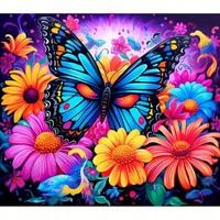 Diamentowa Mozaika Motyl W Kwiatach Haft Kreatywny 30x40 Cm