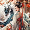 Diamentowa Mozaika Manga Kobieta Z Smokiem 30x40 Cm Kreatywne Diamenty