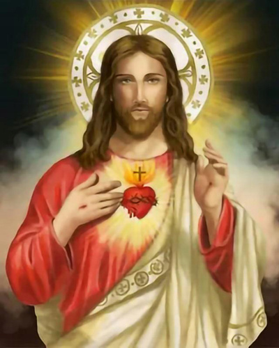 Malowanie Po Numerach 40 X 50 Cm Jezus Serce W Koronie Cierniowej Z Ramą
