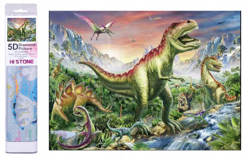 Diamentowa Mozaika Haft Diamentowy T-Rex Dinozaur 30X40CM