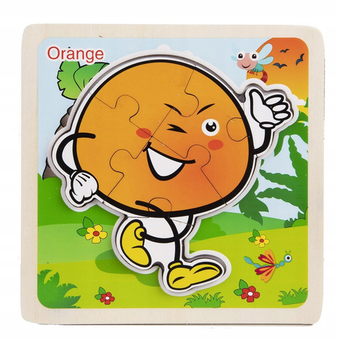 DREWNIANA UKŁADANKA PUZZLE POJAZDY,OWOCE