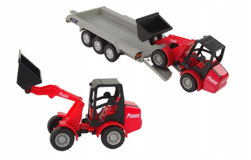 Auto Metalowe Pick-Up Mini Loader z Przyczepą i Koparką Dźwięk i Światło
