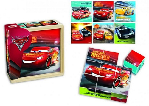 Klocki Puzzle drewniane Cars 6 obrazków Oryginalne