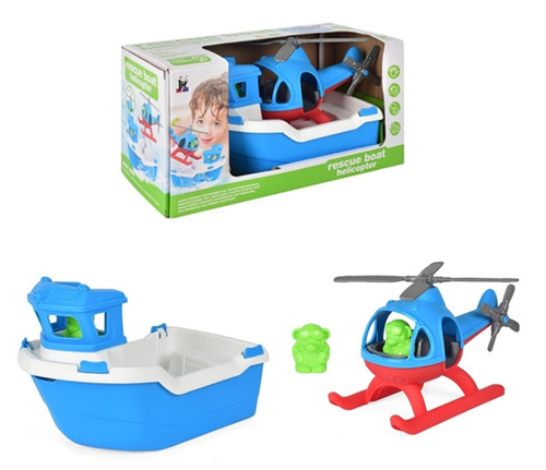 HELIKOPTER I ŁÓDŹ ZABAWKA NA PLAŻE I DO WANNY, pak 18, 
ekipa ratunkowa, zabawka zachęcająca dzieciaki do kąpieli
wymiary: 31,6 x 16 x 20,2 cm