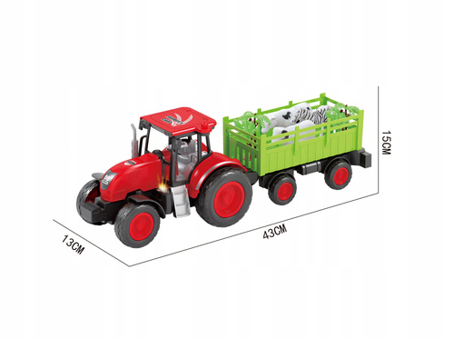 NORIMPEX TRAKTOR NA RADIO Z PRZYCZEPĄ I ZWIERZĘTAMI PALMAMI