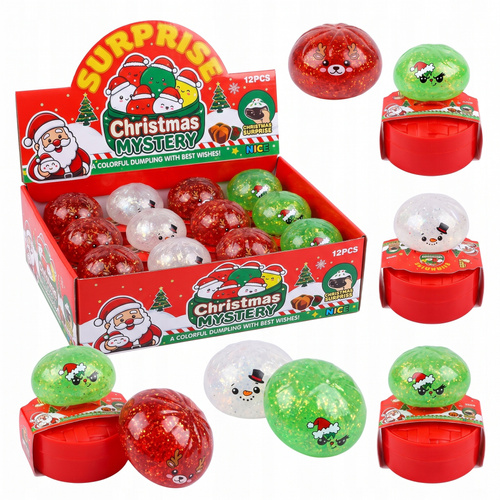 Gniotek Świąteczny Żelowy z Brokatem Sensoryczny Antystresowy Squishy MIX