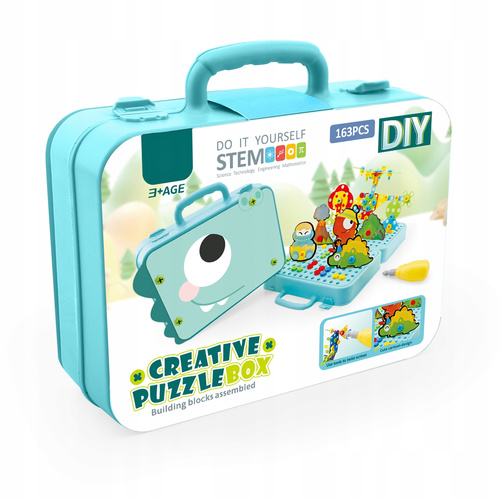 Klocki 3D Dinozaur Do Skrecania W Walizce Manualny Zestaw Z Narzędziami