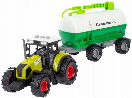 Ciągnik Traktor Z Przyczepą Zestaw Rolniczy Cysterna Ze Światłem Dźwiękiem