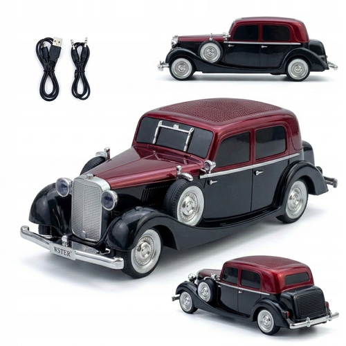 Radio Głośnik W Kształt Auta Limuzyna Retro Czerwone Głośnik Bluetooth AUX