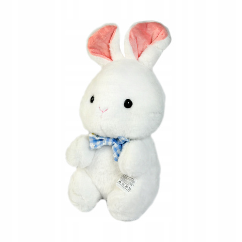 ZAJĄCZEK KRÓLICZEK MASKOTKA PLUSZAK BIAŁY Z MUSZKĄ 23 cm