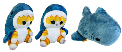 PLUSZOWY PLUSZ UROCZY KOTEK W STROJU REKINA MASKOTA PLUSZAK 20 cm