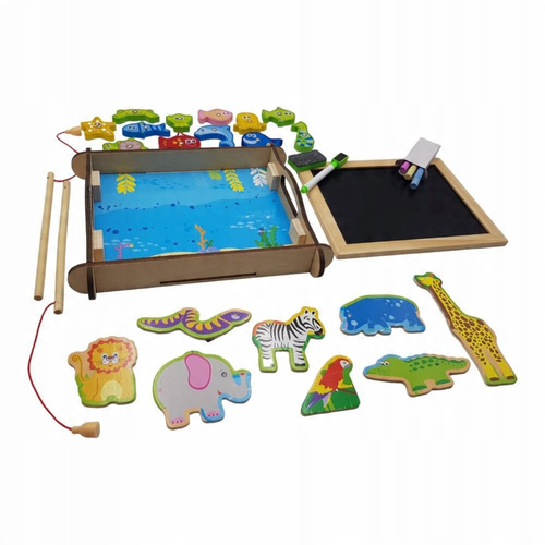 Tablica Kredowa + Gra Rybki 28 X 24 Cm W Skrzynce