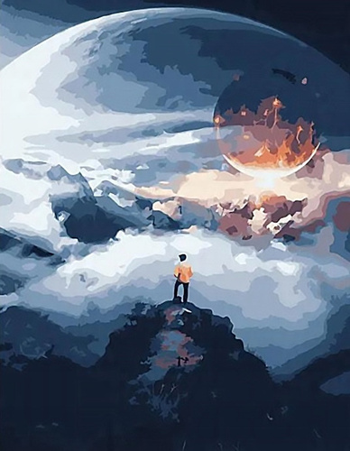 Malowanie Po Numerach Góry W Chmurach 50X40 Cm Na Ramie