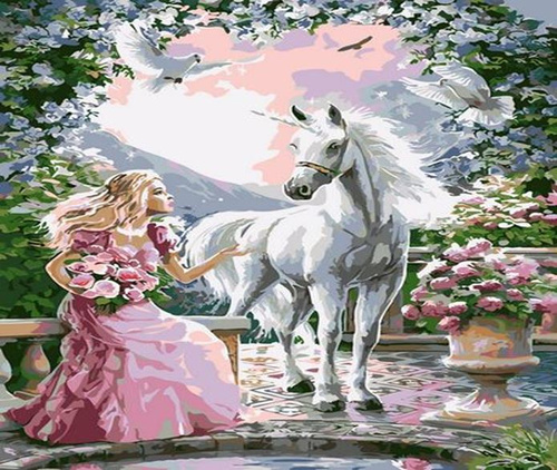 Malowanie Po Numerach Kobieta I Jednorożec 40 x 50