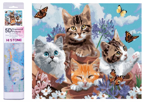 Diamentowa Mozaika Haft Diamentowy Kotki Art 30x40CM