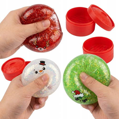 Gniotek Świąteczny Żelowy z Brokatem Sensoryczny Antystresowy Squishy MIX