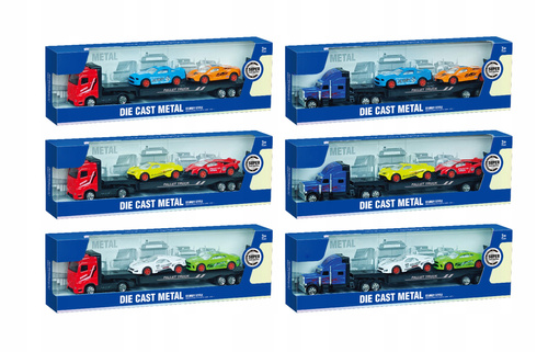 Ciężarówka Laweta Metalowa 1:64 Transporter Aut Sportowych Truck Auta