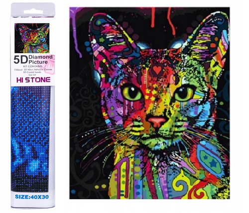 Diamentowa Mozaika Haft Diamentowy Kot Color 30x40
