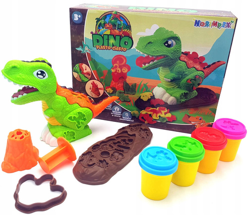 DINOZAUR zestaw MASA PLASTYCZNA WYCISKARKA +WULKAN