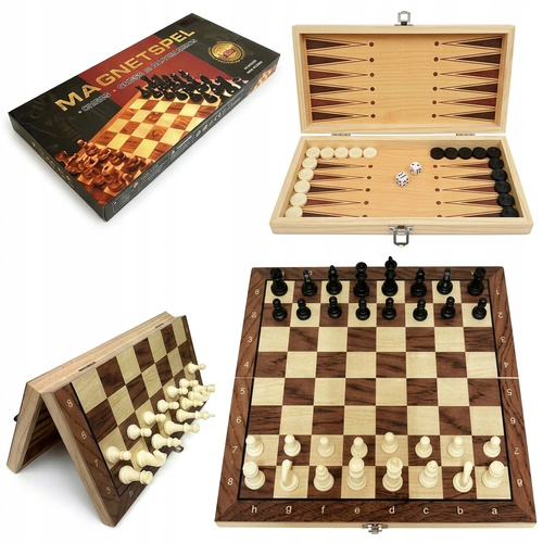 Szachy Magnetyczne Podrózne W Pudełku Szachy Warcaby Backgammon 3w 1