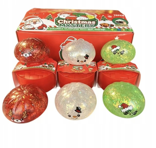 Gniotek Świąteczny Żelowy z Brokatem Sensoryczny Antystresowy Squishy MIX