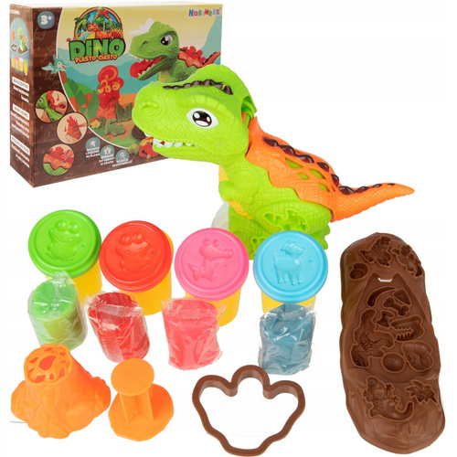 DINOZAUR zestaw MASA PLASTYCZNA WYCISKARKA +WULKAN
