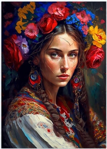 Malowanie Po Numerach Portret Słowiańskiej Kobiety 40X50 Cm Na Ramie