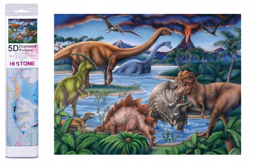 Diamentowa Mozaika Dinozaury W Wodzie Haft Kreatywny 30x40 Cm