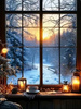 Diamentowa Mozaika Widok Lasu Z Okna Zimą 30x40 Cm Kreatywne Diamenty