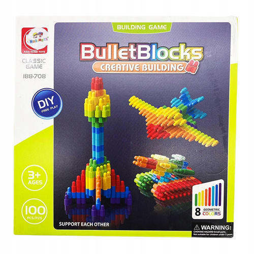 Klocki Konstrukcyjne Plastikowe Różne Kształty BulletBlocks 100 Elementów