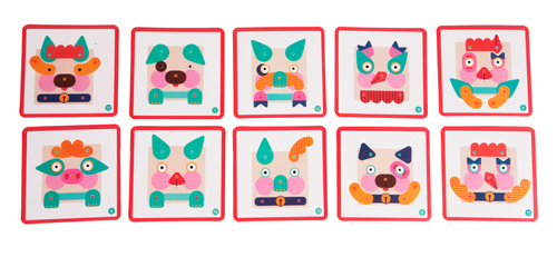 Drewniana Układanka Edukacyjna Manipulacyjna Montessori Buźki Zwierzaki