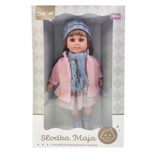 Lalka Słodka Maja Z Niebieskim Szalikiem I Różową Kurtką Zabawka
