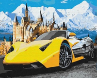 Malowanie Po Numerach Żółte Sportowe Auto 40x50CM Z Ramą Kreatywne