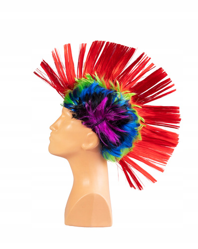 Peruka Irokez Czerwona Kolorowa Na Głowę Hallowen Przebranie Na Imprezę